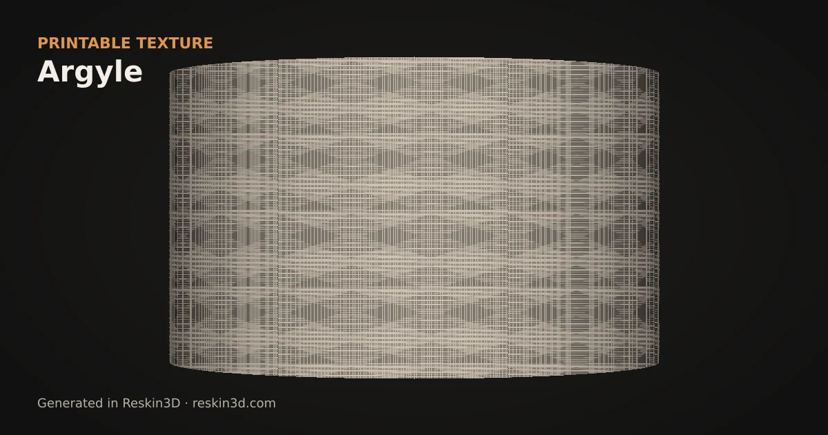 Argyle texture previewed as relief on a cylinder