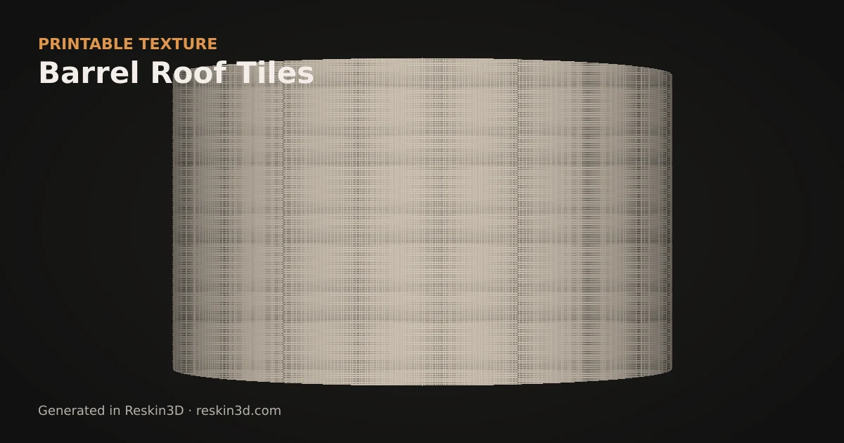 Barrel Roof Tiles texture previewed as relief on a cylinder