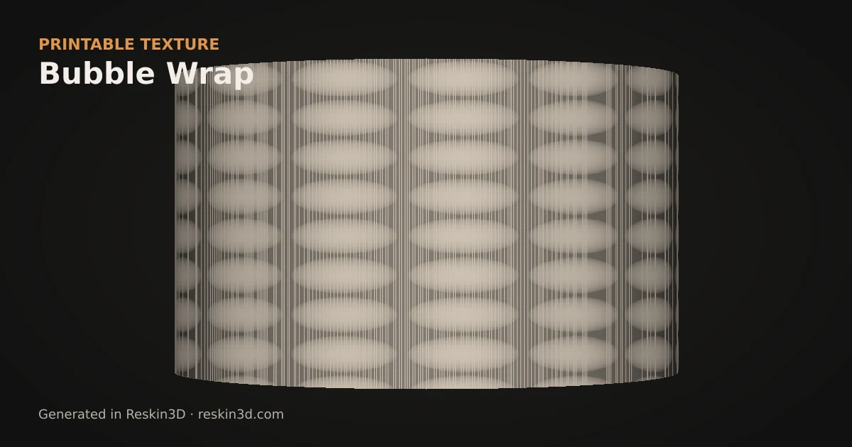 Bubble Wrap texture previewed as relief on a cylinder