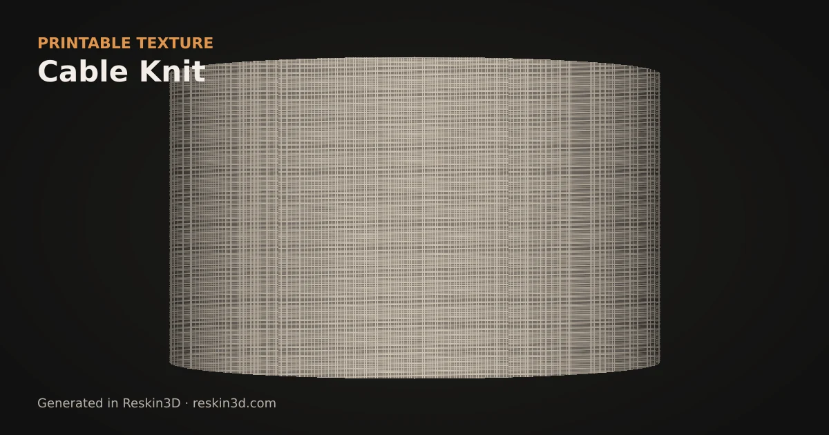 Cable Knit texture previewed as relief on a cylinder