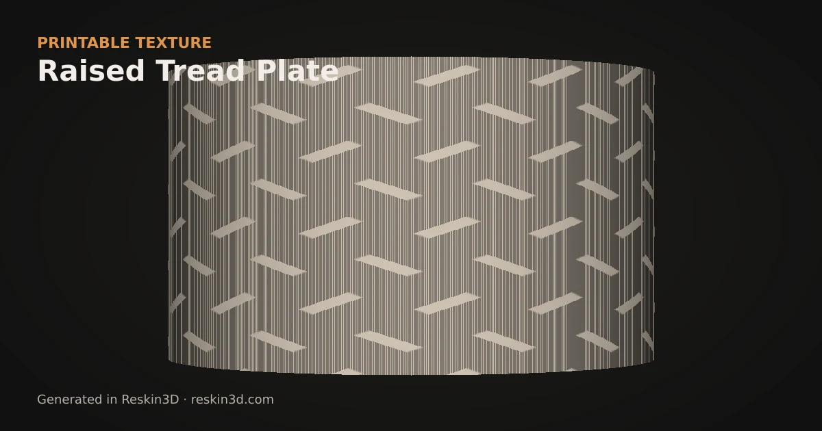 Raised Tread Plate texture previewed as relief on a cylinder