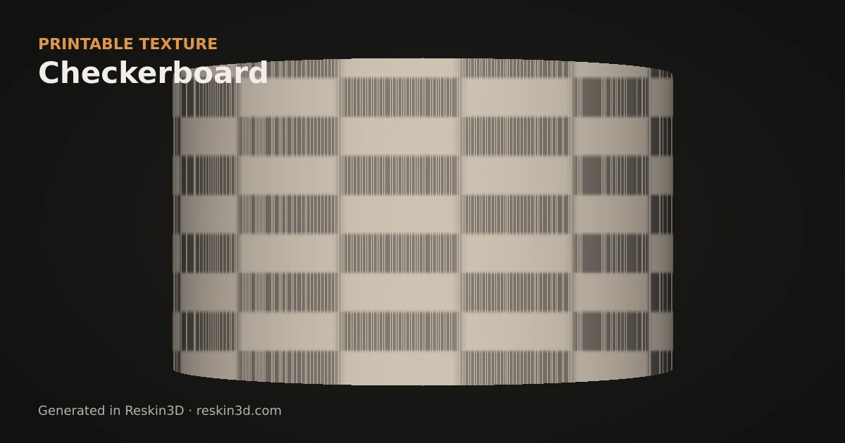 Checkerboard texture previewed as relief on a cylinder