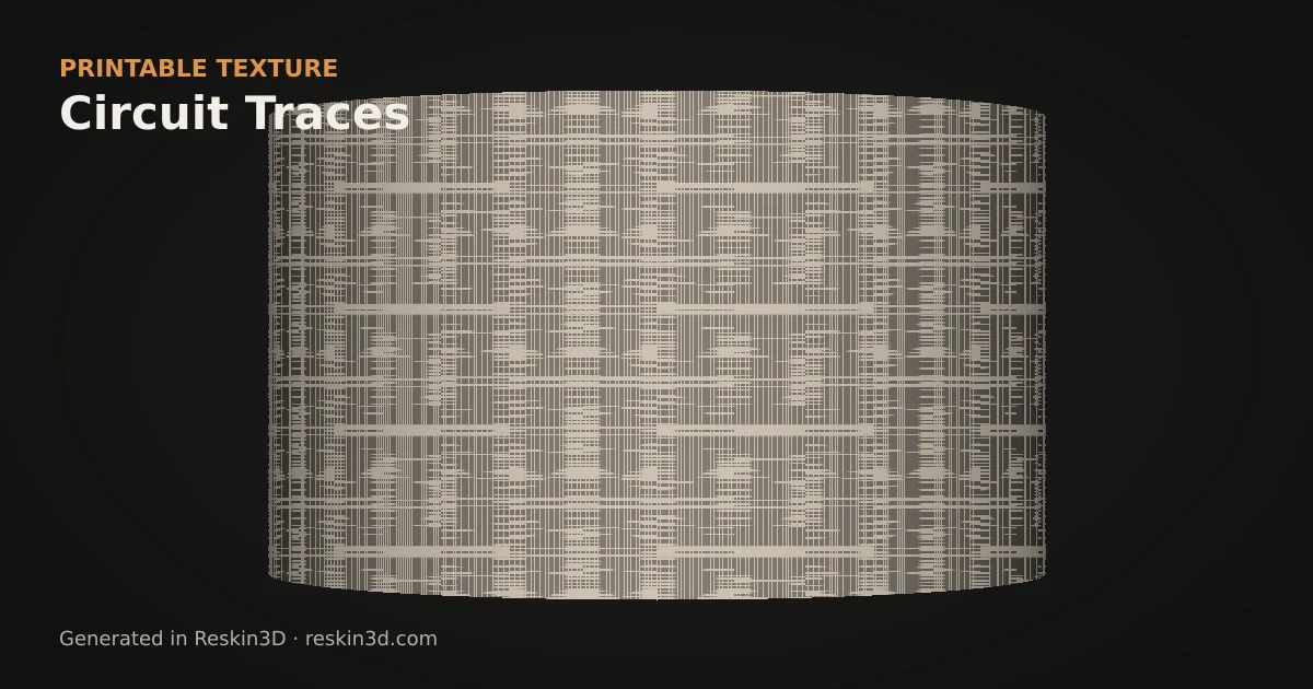 Circuit Traces texture previewed as relief on a cylinder
