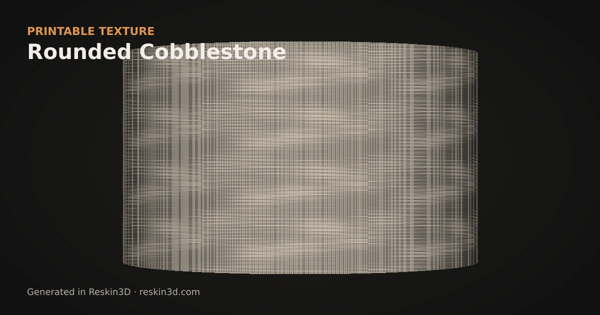 Rounded Cobblestone texture previewed as relief on a cylinder