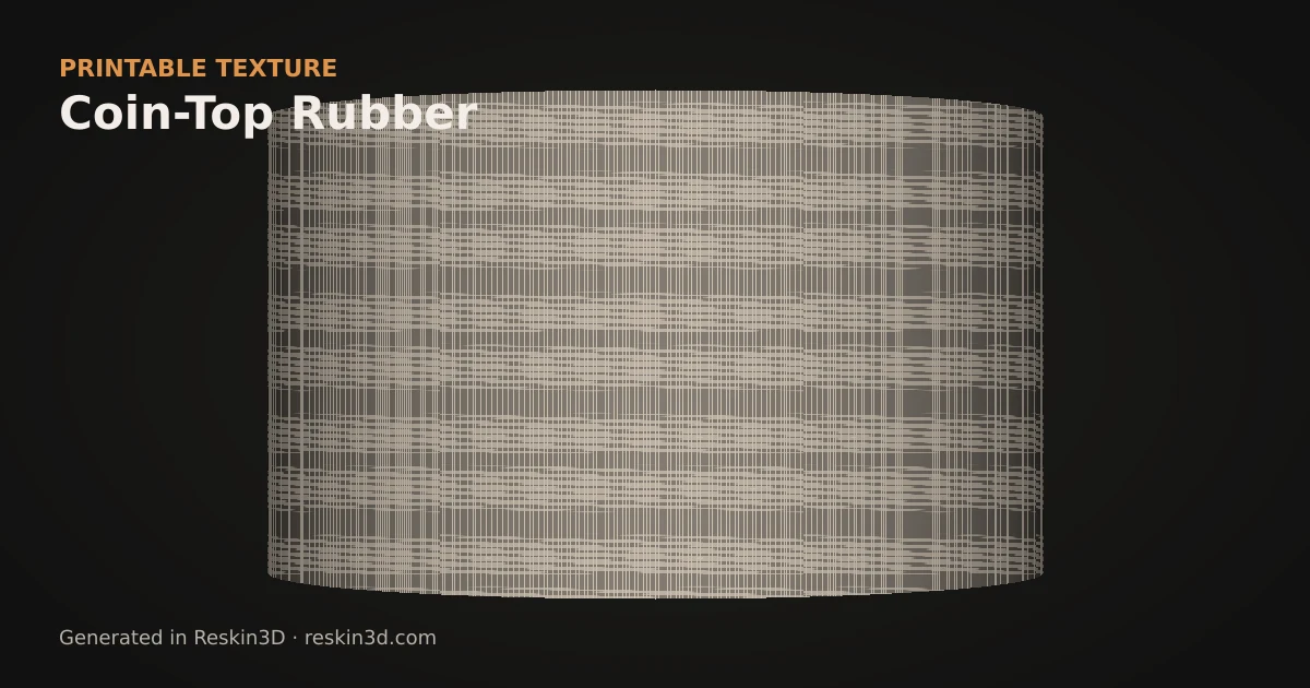 Coin-Top Rubber texture previewed as relief on a cylinder