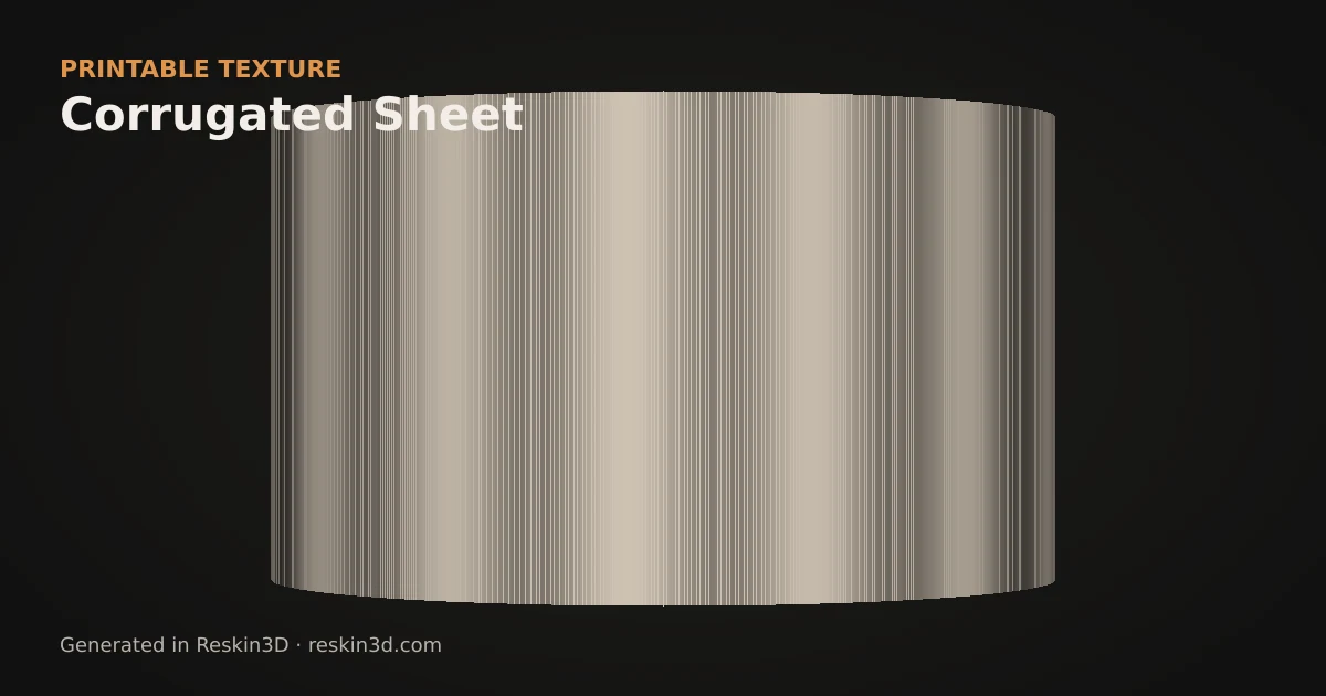 Corrugated Sheet texture previewed as relief on a cylinder