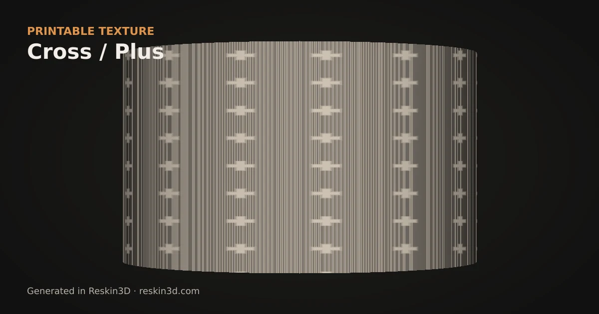 Cross / Plus texture previewed as relief on a cylinder
