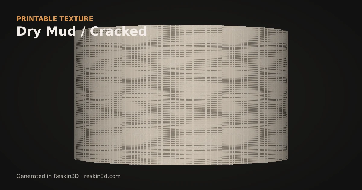 Dry Mud / Cracked texture previewed as relief on a cylinder