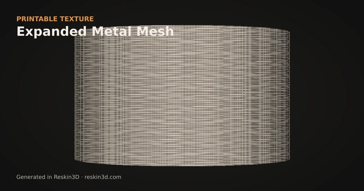 Expanded Metal Mesh texture previewed as relief on a cylinder