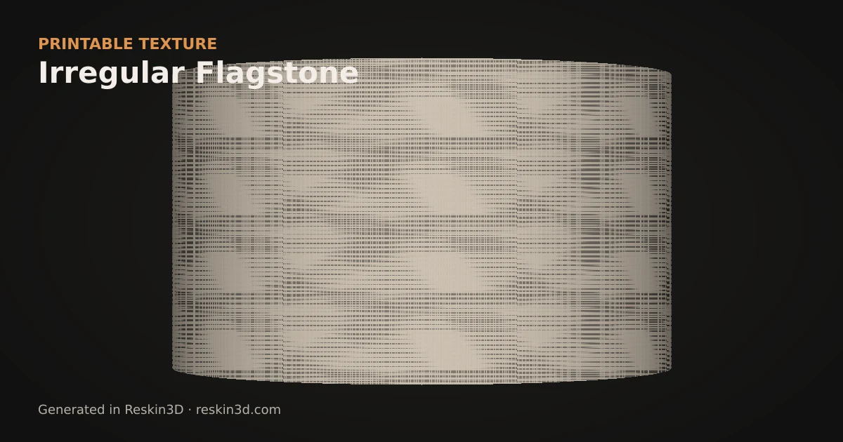 Irregular Flagstone texture previewed as relief on a cylinder