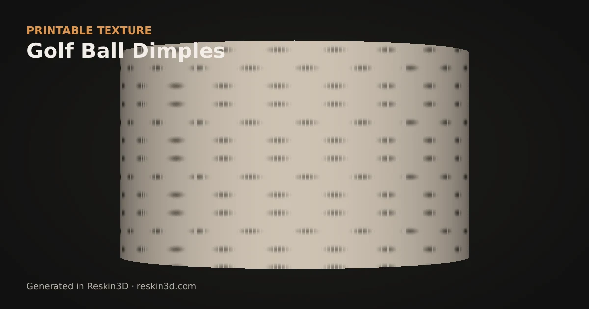Golf Ball Dimples texture previewed as relief on a cylinder