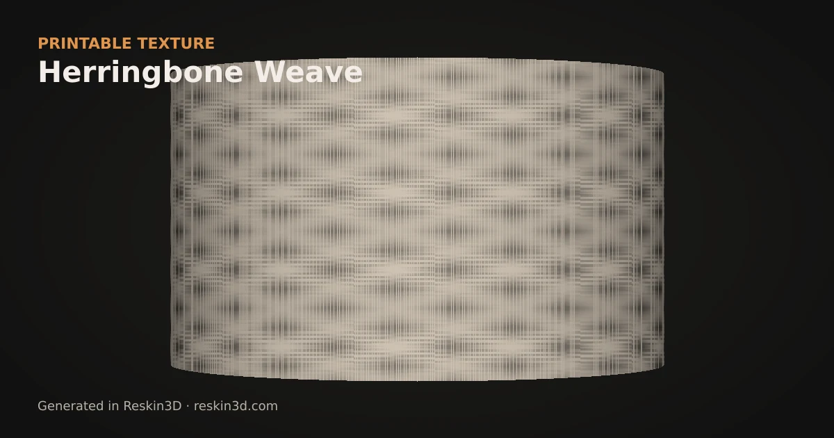 Herringbone Weave texture previewed as relief on a cylinder