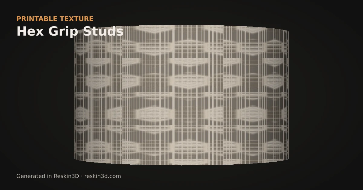 Hex Grip Studs texture previewed as relief on a cylinder