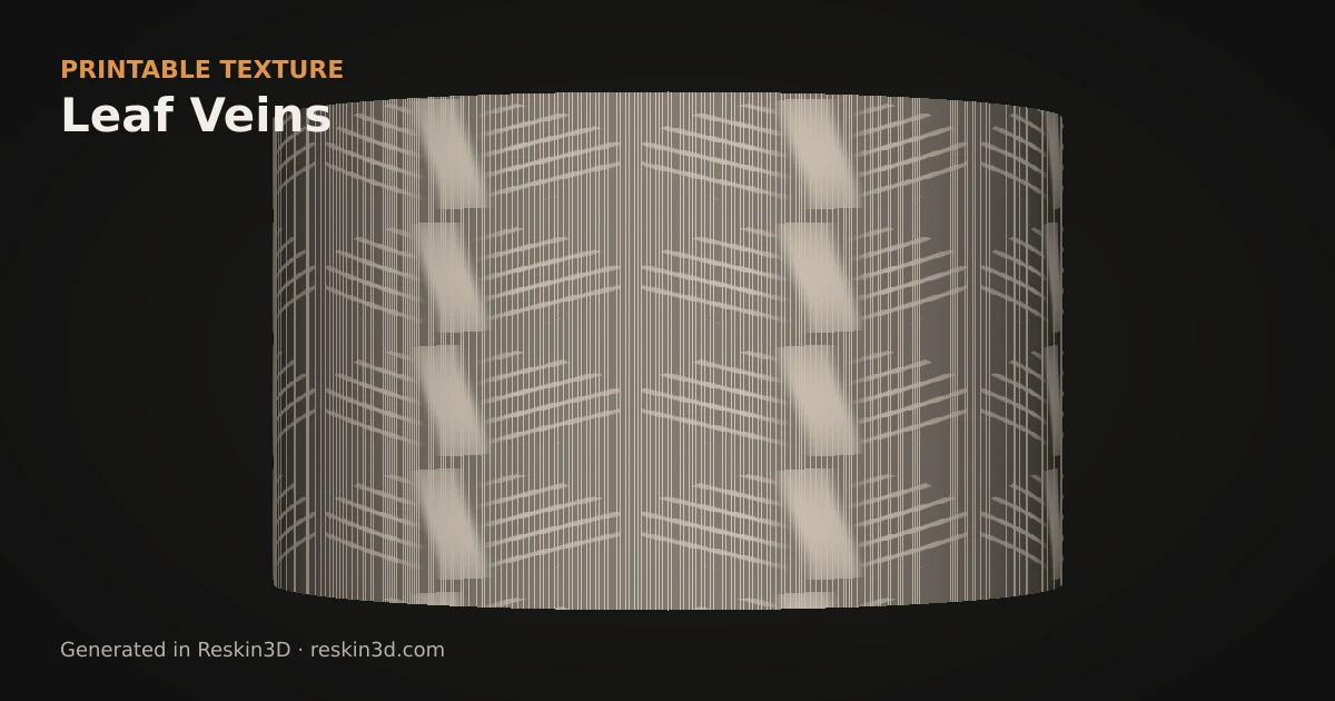 Leaf Veins texture previewed as relief on a cylinder