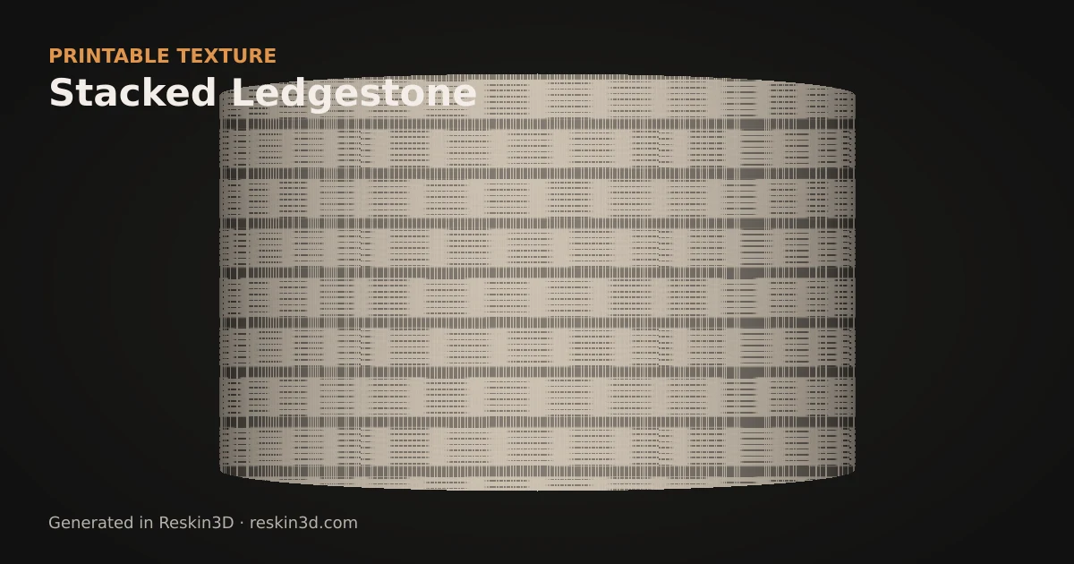 Stacked Ledgestone texture previewed as relief on a cylinder