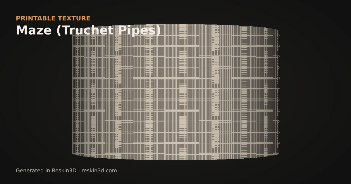 Maze (Truchet Pipes) texture previewed as relief on a cylinder