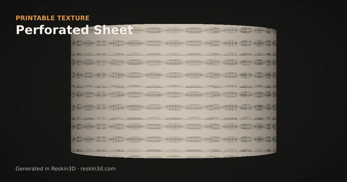 Perforated Sheet texture previewed as relief on a cylinder