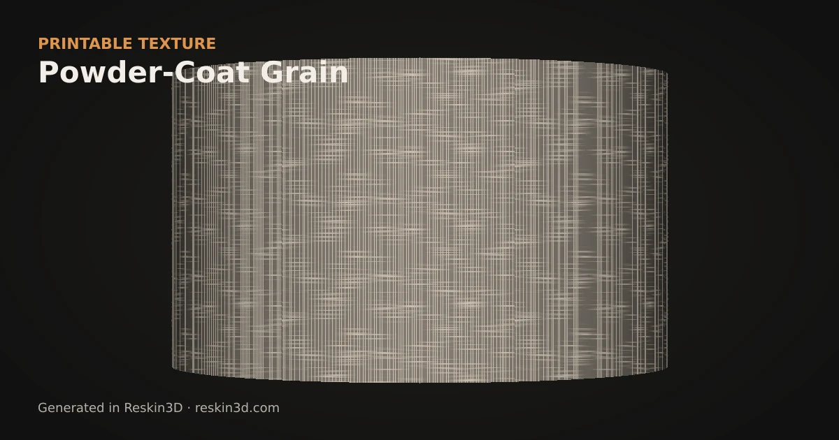 Powder-Coat Grain texture previewed as relief on a cylinder