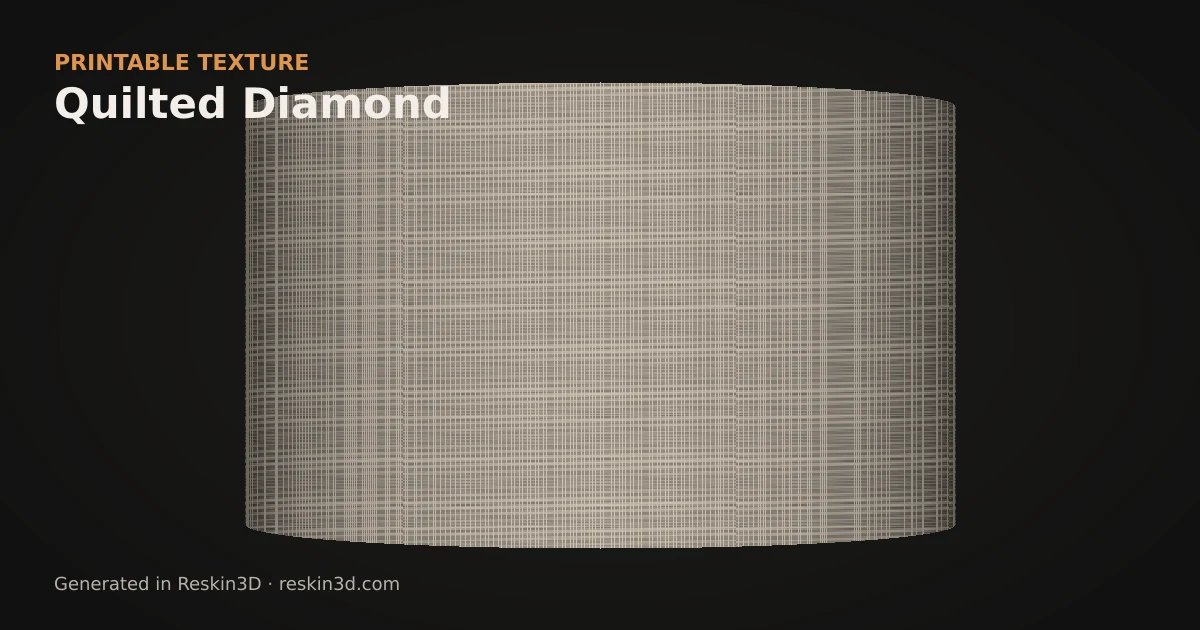 Quilted Diamond texture previewed as relief on a cylinder