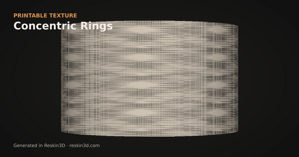 Concentric Rings texture previewed as relief on a cylinder
