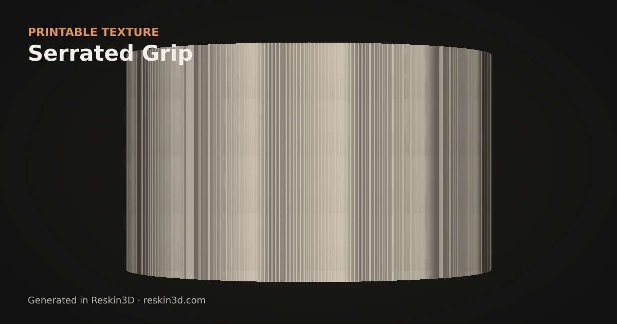 Serrated Grip texture previewed as relief on a cylinder