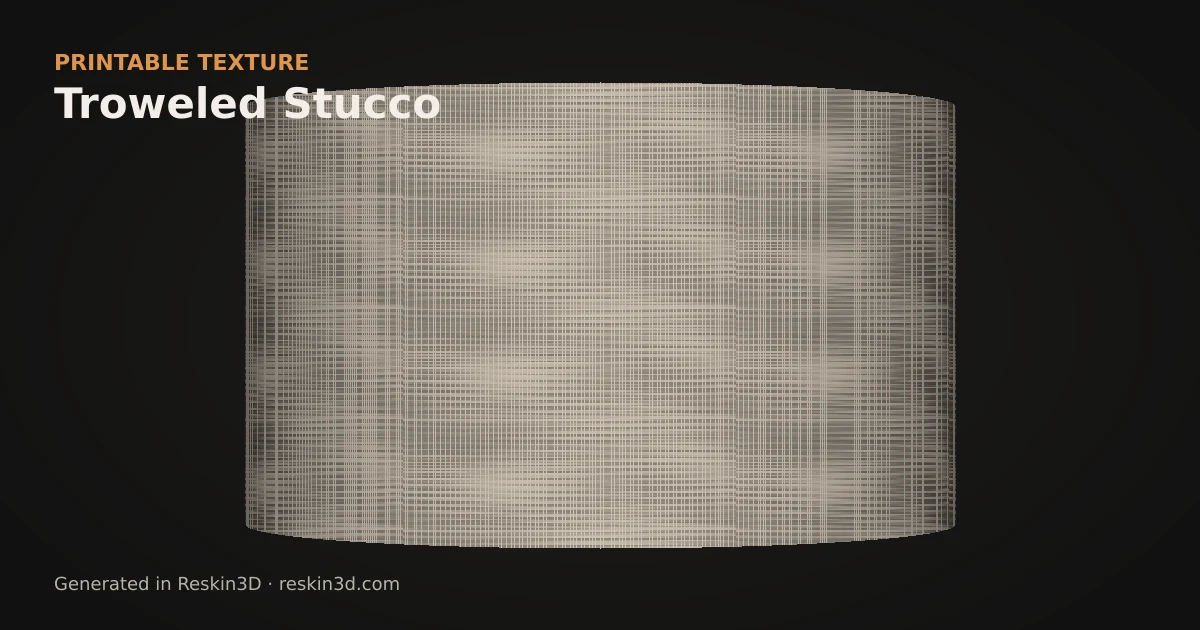 Troweled Stucco texture previewed as relief on a cylinder