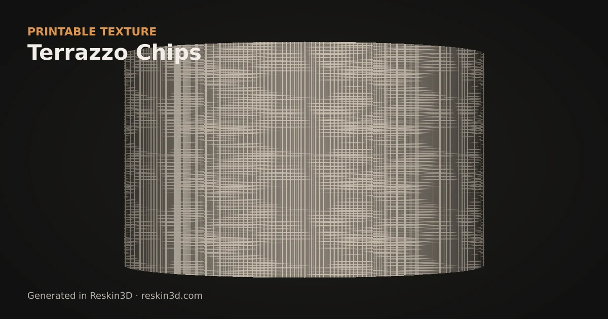 Terrazzo Chips texture previewed as relief on a cylinder