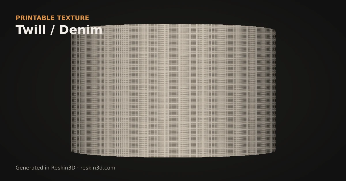 Twill / Denim texture previewed as relief on a cylinder